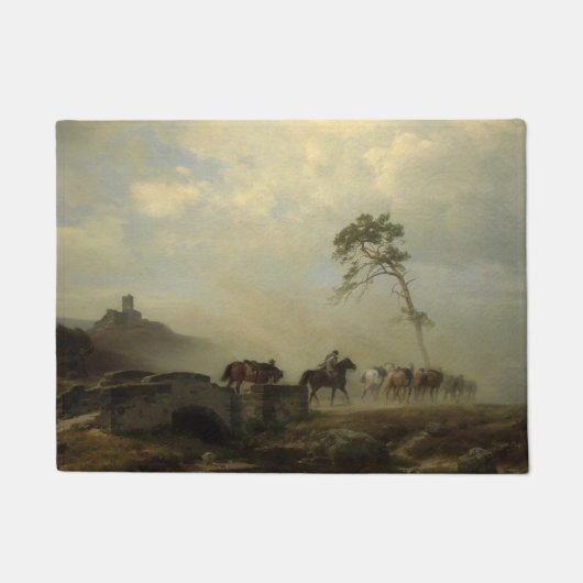 Landschap met kasteelruïnes en ruiters deurmat (Voorkant)