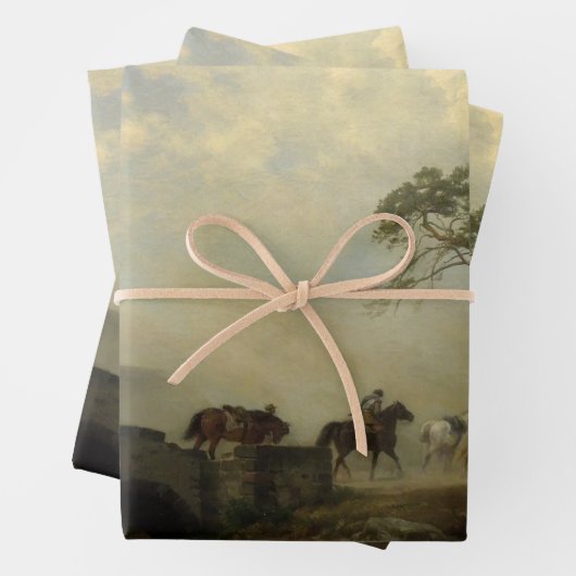 Landschap met kasteelruïnes en ruiters inpakpapier vel (In situ)