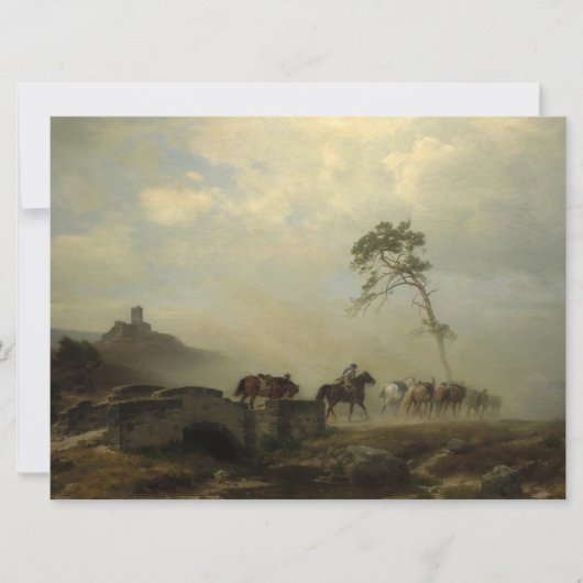 Landschap met kasteelruïnes en ruiters kaart (Voorkant)