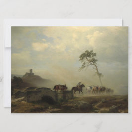 Landschap met kasteelruïnes en ruiters kaart