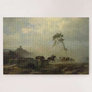 Landschap met kasteelruïnes en ruiters legpuzzel