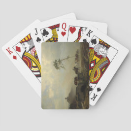 Landschap met kasteelruïnes en ruiters pokerkaarten