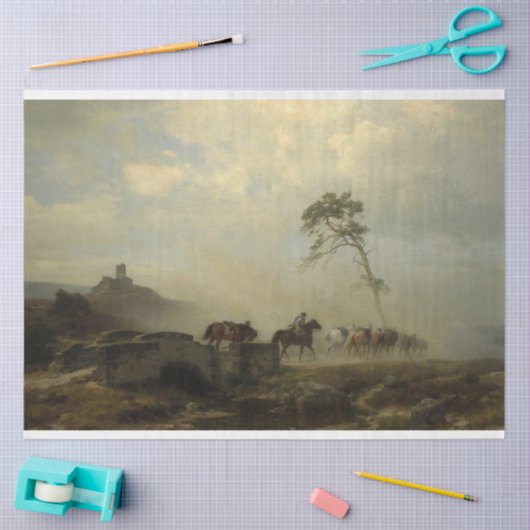 Landschap met kasteelruïnes en ruiters tissuepapier (Craft)