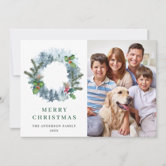 Landschap met kerstbos 4 PHOTO-groet Feestdagenkaart (Voorkant)