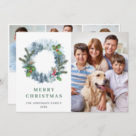 Landschap met kerstbos 4 PHOTO-groet Feestdagenkaart (Voorkant / Achterkant)