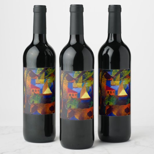 Landschap met Koeien, 1914 door August Macke Wijn Etiket (Flessen)