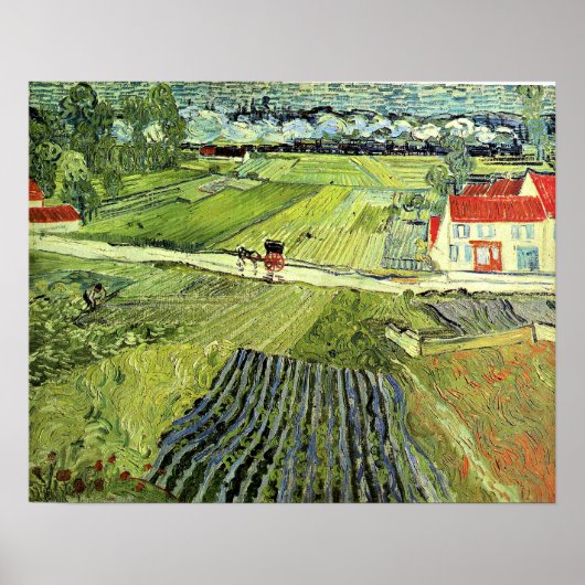 Landschap met koets en trein poster (Voorkant)
