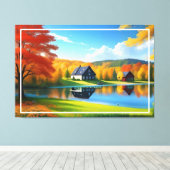 Landschap met meer, huisje en bomen-324563 canvas afdruk (Insitu (Houten vloer))