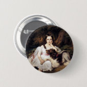 Landschap met meisje en hond ronde button 5,7 cm (Voorkant /achterkant)