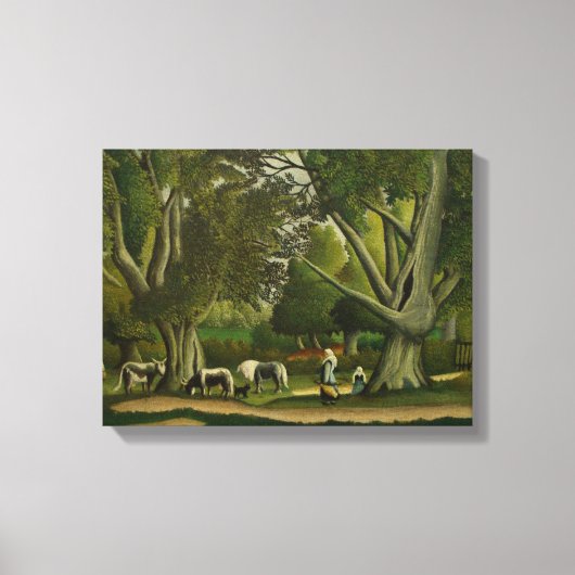 Landschap met Milkmaïden door Henri Rousseau Canvas Afdruk (Voorkant)