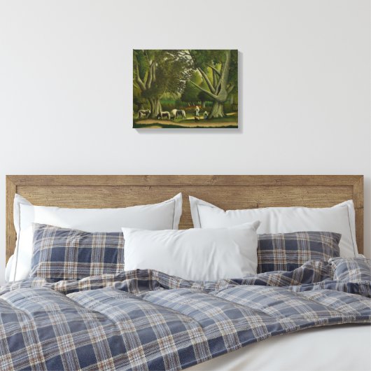 Landschap met Milkmaïden door Henri Rousseau Canvas Afdruk (Insitu (Slaapkamer))