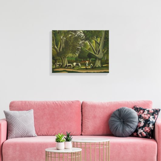 Landschap met Milkmaïden door Henri Rousseau Canvas Afdruk (Insitu (Woonkamer))