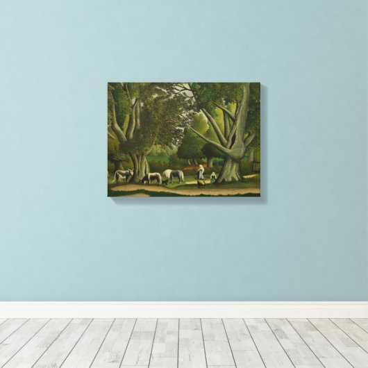 Landschap met Milkmaïden door Henri Rousseau Canvas Afdruk (Insitu (Houten vloer))