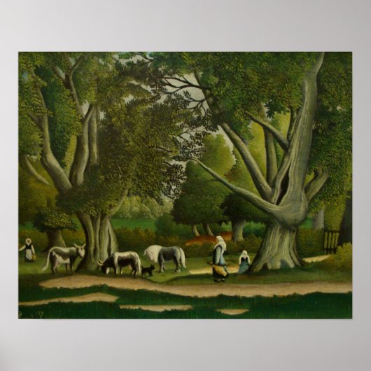 Landschap met Milkmaïden door Henri Rousseau Poster (Voorkant)