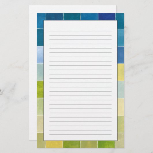 Landschap met multigekleurde vierkantjes briefpapier (Voorkant / Achterkant)