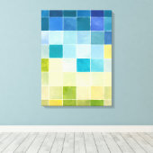 Landschap met multigekleurde vierkantjes canvas afdruk (Insitu (Houten vloer))