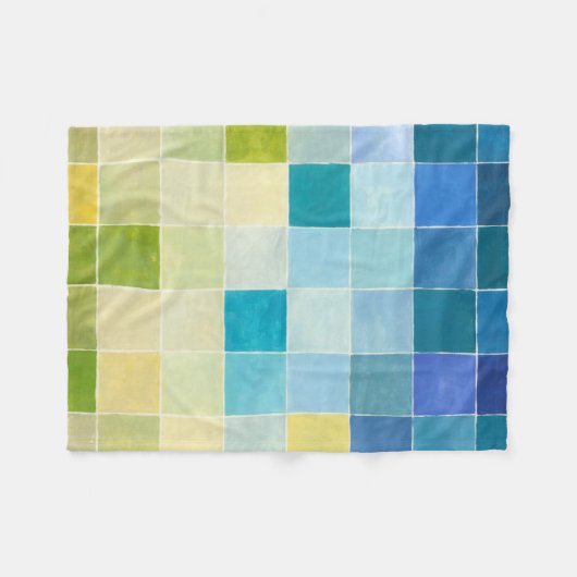 Landschap met multigekleurde vierkantjes fleece deken (Voorkant (Horizontaal))