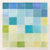 Landschap met multigekleurde vierkantjes glazen onderzetter (Voorkant)
