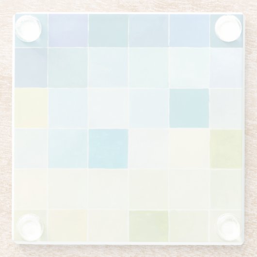 Landschap met multigekleurde vierkantjes glazen onderzetter (Achterkant)