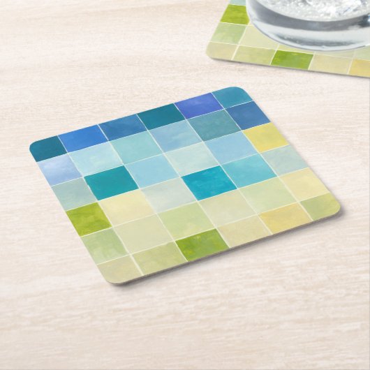 Landschap met multigekleurde vierkantjes kartonnen onderzetters (Schuin)