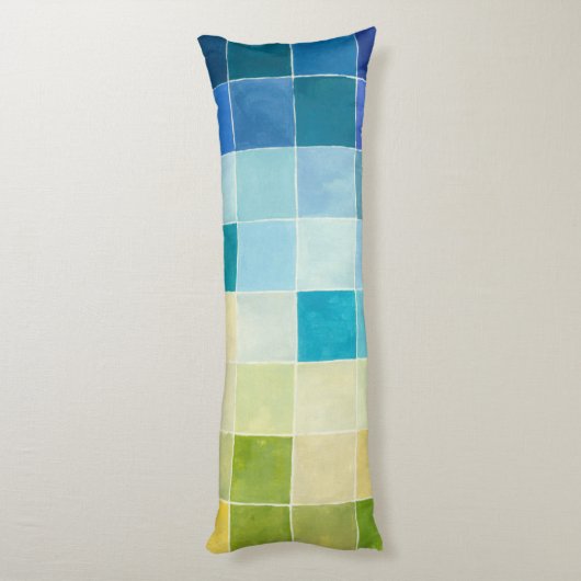 Landschap met multigekleurde vierkantjes lichaamskussen (Achterkant (Verticaal))