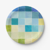 Landschap met multigekleurde vierkantjes papieren bordje (Voorkant)