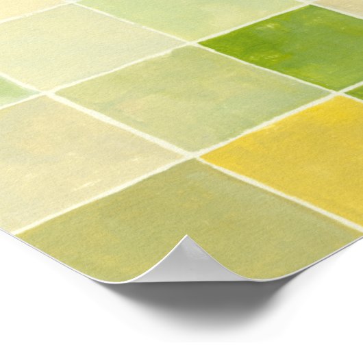 Landschap met multigekleurde vierkantjes poster (Hoek)