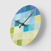 Landschap met multigekleurde vierkantjes ronde klok (Hoek)