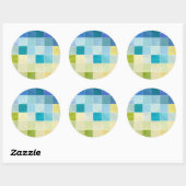 Landschap met multigekleurde vierkantjes ronde sticker (Vel)