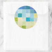 Landschap met multigekleurde vierkantjes ronde sticker (Tas)