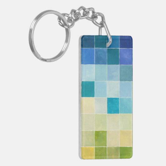 Landschap met multigekleurde vierkantjes sleutelhanger (Voorkant Links)