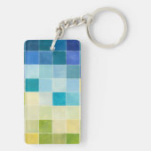 Landschap met multigekleurde vierkantjes sleutelhanger (achterkant)