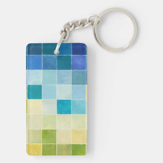 Landschap met multigekleurde vierkantjes sleutelhanger (achterkant)