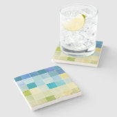 Landschap met multigekleurde vierkantjes stenen onderzetter (Zijkant)