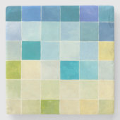 Landschap met multigekleurde vierkantjes stenen onderzetter (Voorkant)