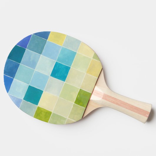 Landschap met multigekleurde vierkantjes tafeltennisbatje (Zijkant)