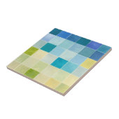 Landschap met multigekleurde vierkantjes tegeltje (Zijkant)