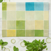 Landschap met multigekleurde vierkantjes theedoek (Gevouwen)