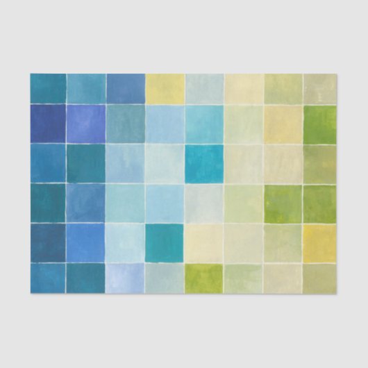 Landschap met multigekleurde vierkantjes tissuepapier (Voorkant)