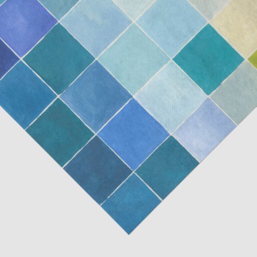 Landschap met multigekleurde vierkantjes tissuepapier (Detail)