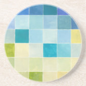 Landschap met multigekleurde vierkantjes zandsteen onderzetter (Voorkant)