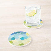 Landschap met multigekleurde vierkantjes zandsteen onderzetter (Zijkant)