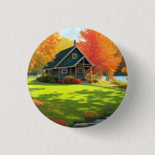 Landschap met Natuur achtergrond Ronde Button 3,2 Cm
