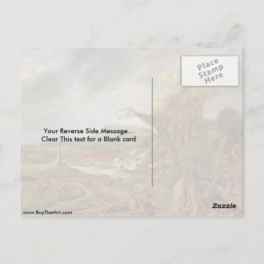 Landschap met Obelisk door Rembrandt van Rijn Briefkaart (Achterkant)