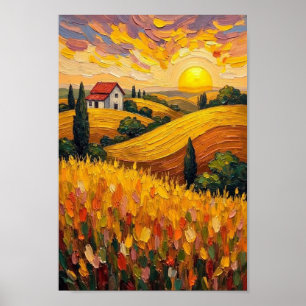 Landschap met Oude Boerderijvelden bij Zonsonderga Poster