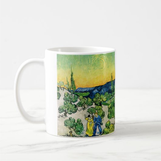 Landschap met paar wandelaars van Vincent van Gogh Koffiemok (Links)