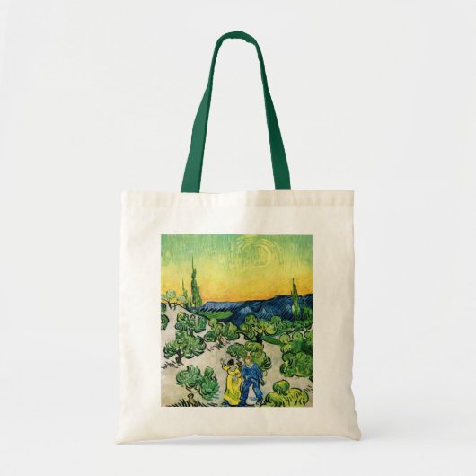 Landschap met paar wandelend door Vincent van Gogh Tote Bag (Voorkant)