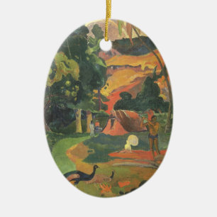 Landschap met pauwen van Paul Gauguin Keramisch Ornament