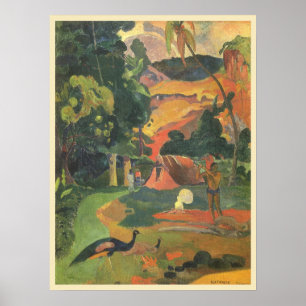 Landschap met pauwen van Paul Gauguin Poster