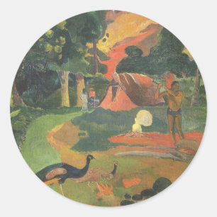 Landschap met pauwen van Paul Gauguin Ronde Sticker
